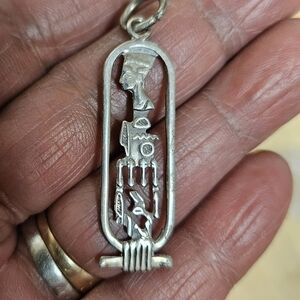 Sterling Silver Egyptian Queen Nefertiti Cartouche Pendant